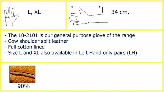Weldas Gloves for Work Welding Orange Leather/Cotton 1pcs