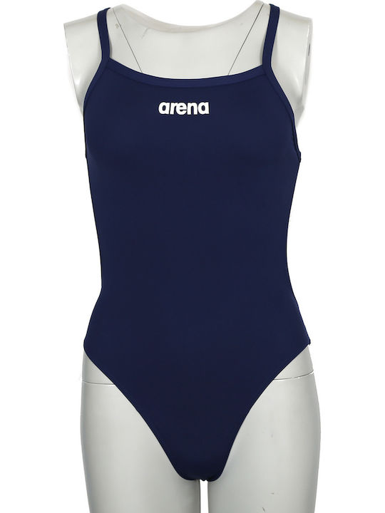 Solid Lightech High Athletic One-Piece Swimsuit Navy Blue
