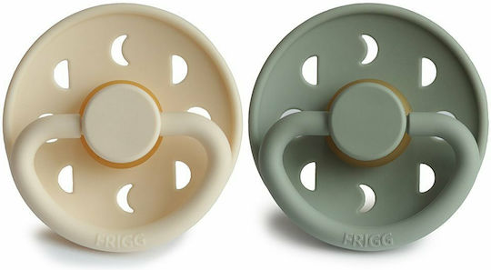 Frigg Πιπίλες Καουτσούκ για 0-6 μηνών Moon με Θήκη Phase Cream - Sage 2τμχ