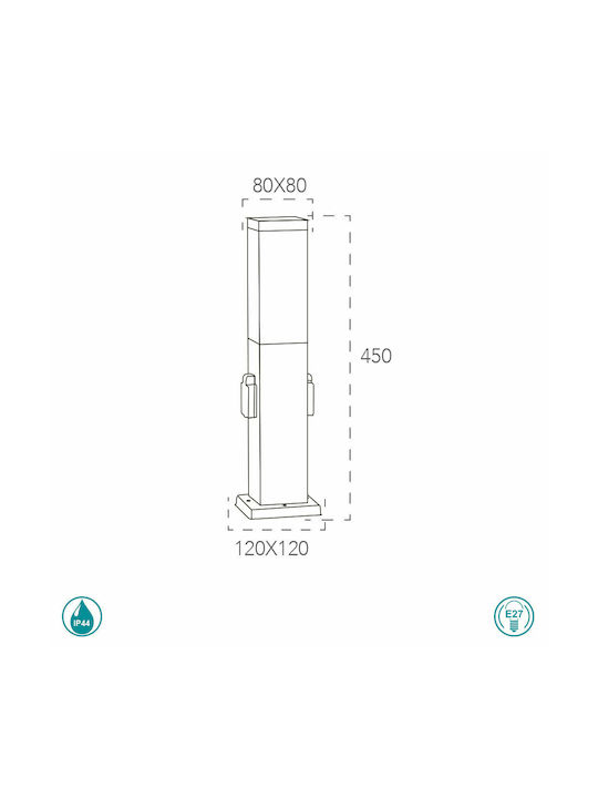 Fan Europe Station Φωτιστικό Κολωνάκι Εξωτερικού Χώρου 60W IP44 για Ντουί E27 Μαύρο