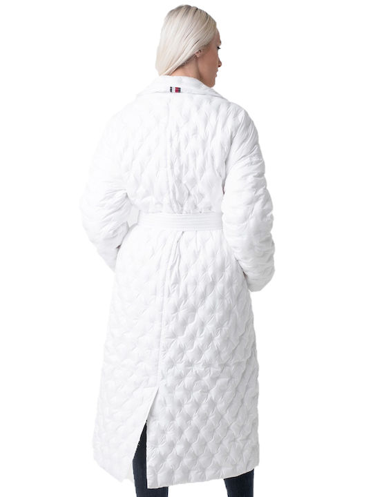 Tommy Hilfiger Γυναικείο Λευκό Παλτό με Ζώνη