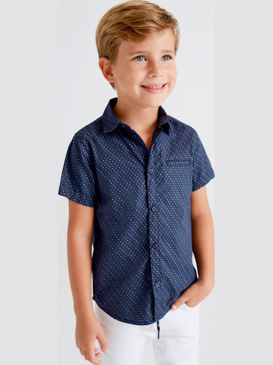Kids Polka Dot Shirt Short Sleeve Navy Blue Ecofriends