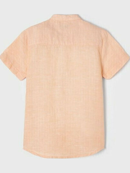 Kids One Color Shirt Short Sleeve Linen Orange
