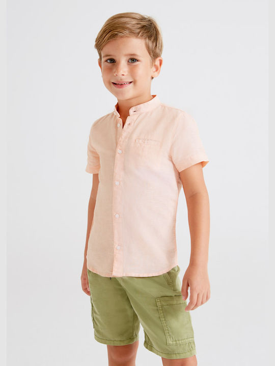 Mayoral Kids One Color Linen Shirt Orange