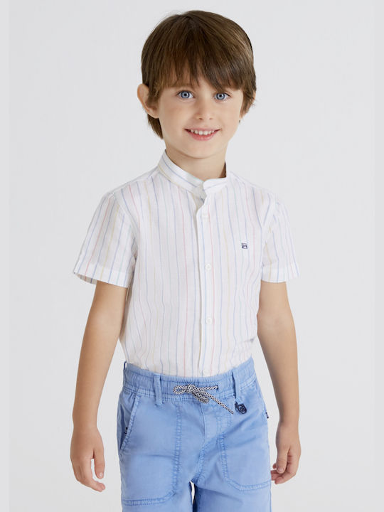 Mayoral Kids Striped Linen Shirt Light Blue