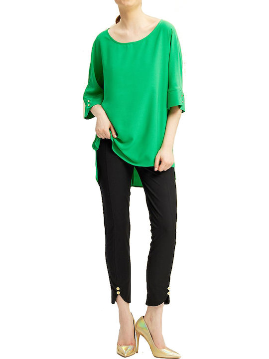Women's Fabric Capri Trousers Slim Fit Black