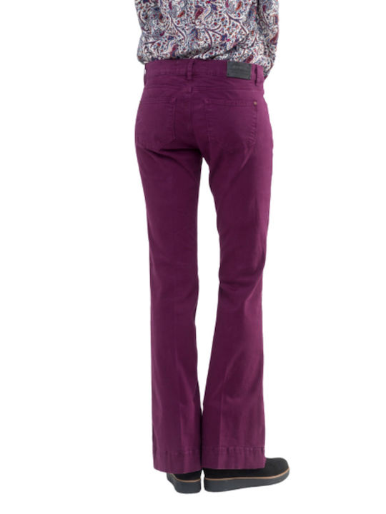 Attrattivo Women's Fabric Trousers Flare Burgundy