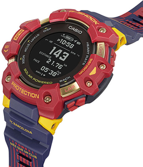 Casio GBD-H1000BAR Limited Edition FC Barcelona 55mm Smartwatch με Παλμογράφο (Μπλε)