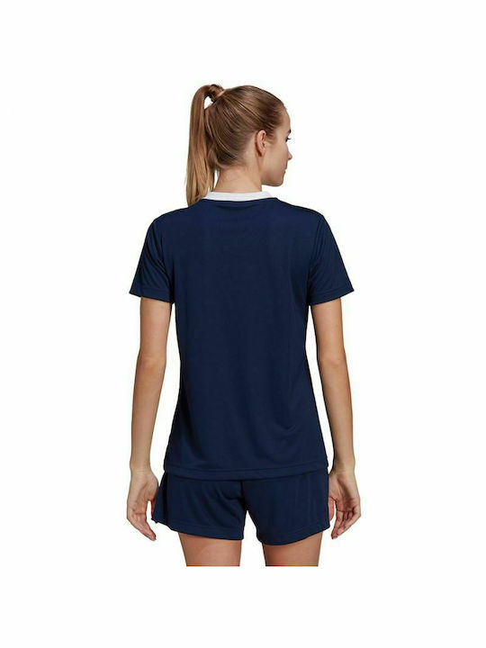 Adidas Entrada 22 Women's Athletic T-shirt Fast Drying with V Neckline Navy Blue