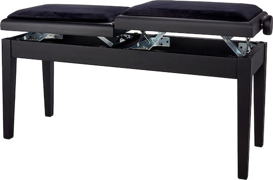 Gewa Deluxe Double Bench Σκαμπό Πιάνου Ρυθμιζόμενο Black Matte Μ44xΠ29xΥ45-58cm