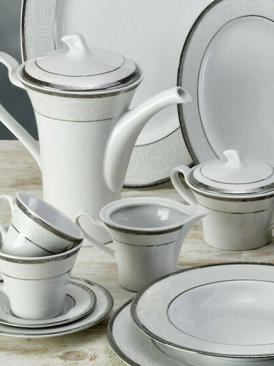 Emfasi Curl 438 Tea Set with Cup Porcelain Gray 1000ml 27pcs