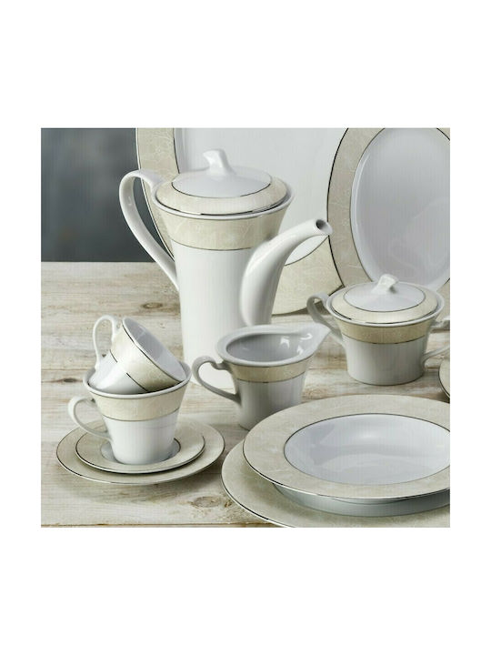 Emfasi Cleopatra Tea Set with Cup Porcelain Beige 1000ml 27pcs
