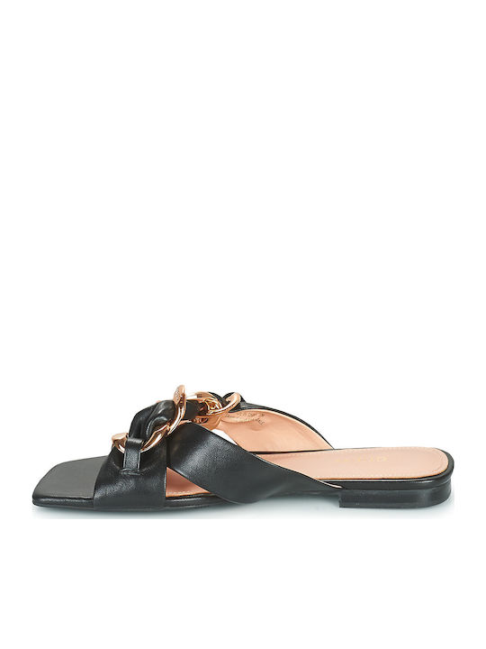 Sameya Leder Flache Sandalen für Damen in Schwarz Farbe