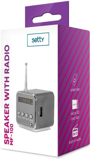Setty MF-100 Ηχείο Bluetooth με Ραδιόφωνο Ασημί