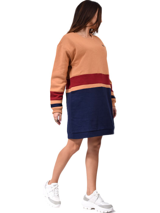 Carmine Sweatshirt Dress Mini Athletic Dress Long Sleeve Beige