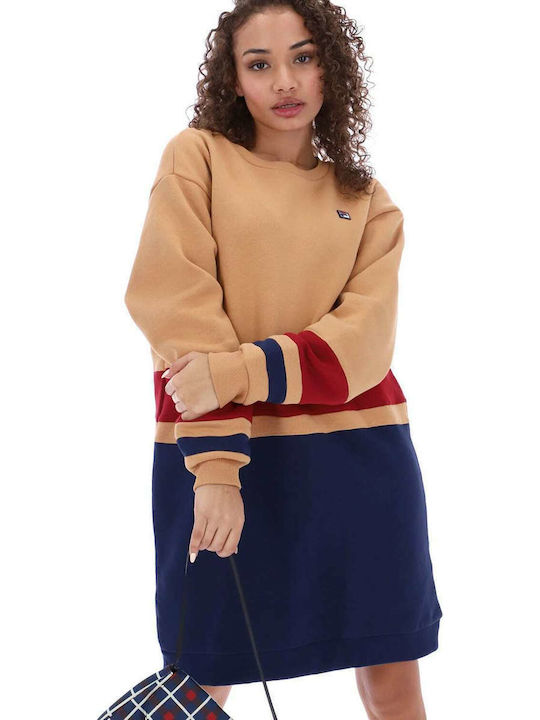 Carmine Sweatshirt Dress Mini Athletic Dress Long Sleeve Beige
