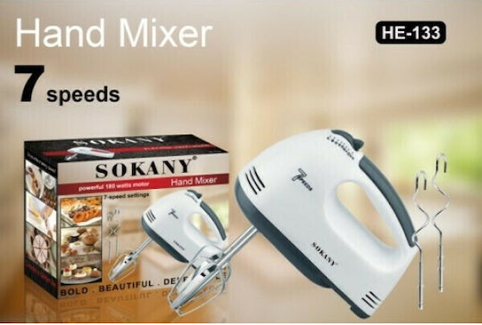 Sokany 133 Миксер Ръчен 180W Бял