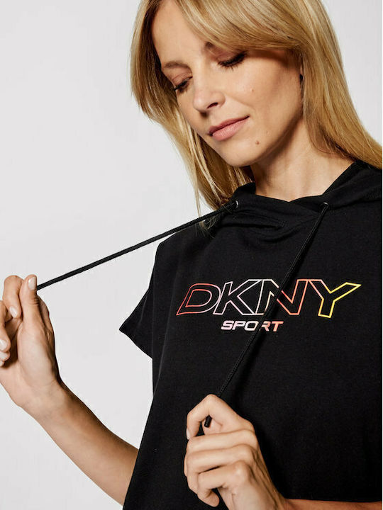 Summer Mini Athletic Dress Short Sleeve Hooded Black