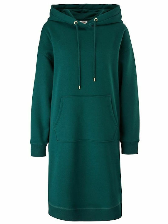 Mini Athletic Dress Long Sleeve with Hood Green