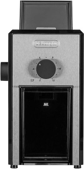 De'Longhi Electric Coffee Grinder 110W for 120gr Beans and 16 Grind Levels Silver