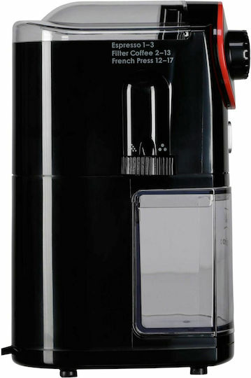Melitta Molino Electric Coffee Grinder 100W for 200gr Beans and 17 Grind Levels Red