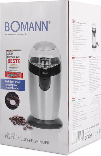 Bomann KSW 445 CB Ηλεκτρικός Μύλος Καφέ 120W με Χωρητικότητα 40gr Ασημί
