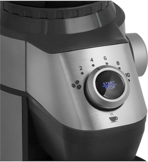 Sencor Elektrischer Kaffeemühle 150W mit einer Kapazität von 350gr und 10 Mahlstufen Silber