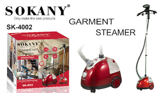 Sokany SK-4002 Floor Garment Steamer 1700W with Container 1.6lt Red