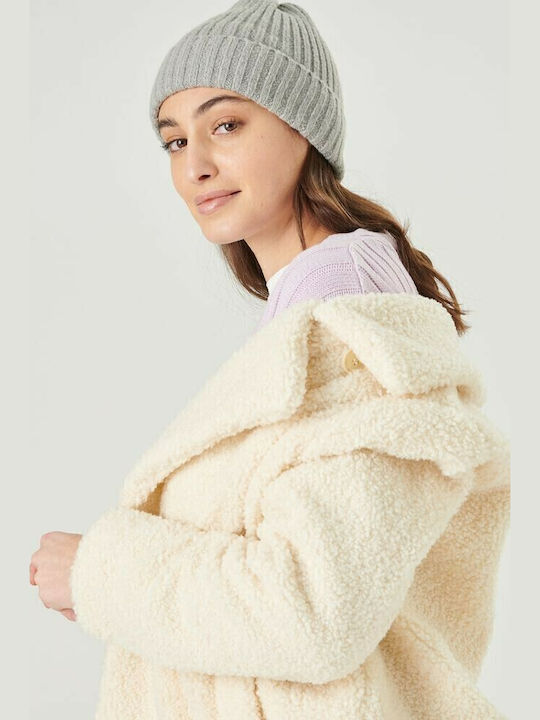 Sherpa Women's White Coat with Buttons