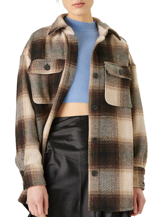 Women's Checked Brown Overshirt