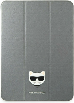Karl Lagerfeld Saffiano Choupette Head Flip Cover Piele artificială / Silicon Argint (iPad Pro 12.9") KLFC12OCHG