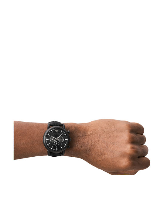 Emporio Armani Luigi Men's Watch 46mm Chronograph Battery with Black Fabric Strap