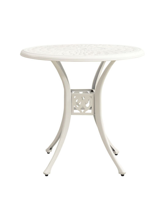 Bistro Dining Room Set for Small Outdoor Spaces 3 Pieces White with Umbrella Holder