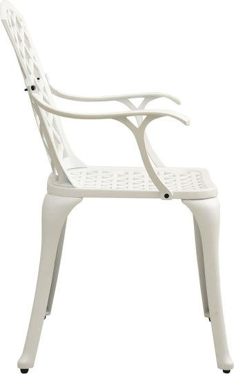 Garten- und Outdoor-Möbelsets für kleinen Raum Bistro 3Stücke Weiß mit Sonnenschirmhalter