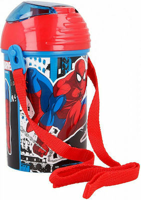 Stor Kids Plastic Water Bottle with Straw Spiderman Multicolour 450ml 530-