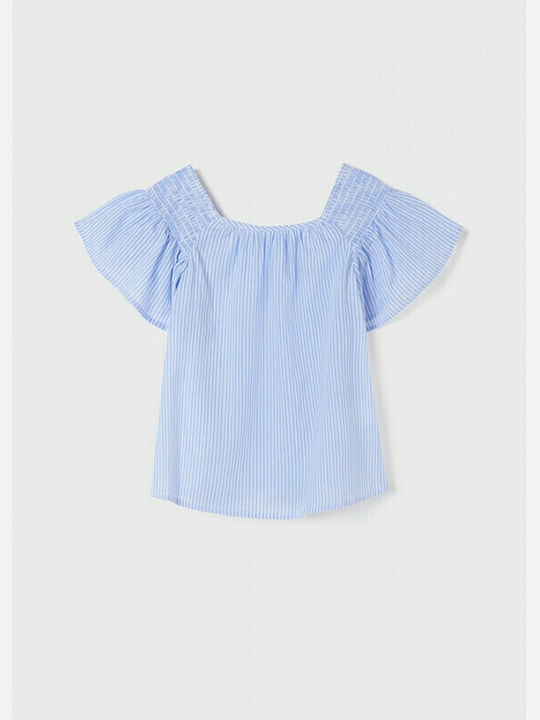 Mayoral Kids Blouse Short Sleeve Light Blue