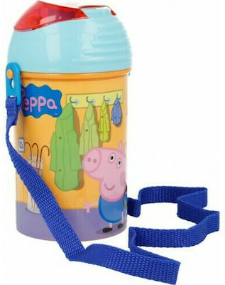 Stor Πέππα Το Γουρουνάκι Sticlă pentru Copii Peppa Pig Plastic cu Pai 450ml