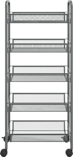 vidaXL Metallic Kitchen Trolley 5 Tiers Gray 46x26x105cm