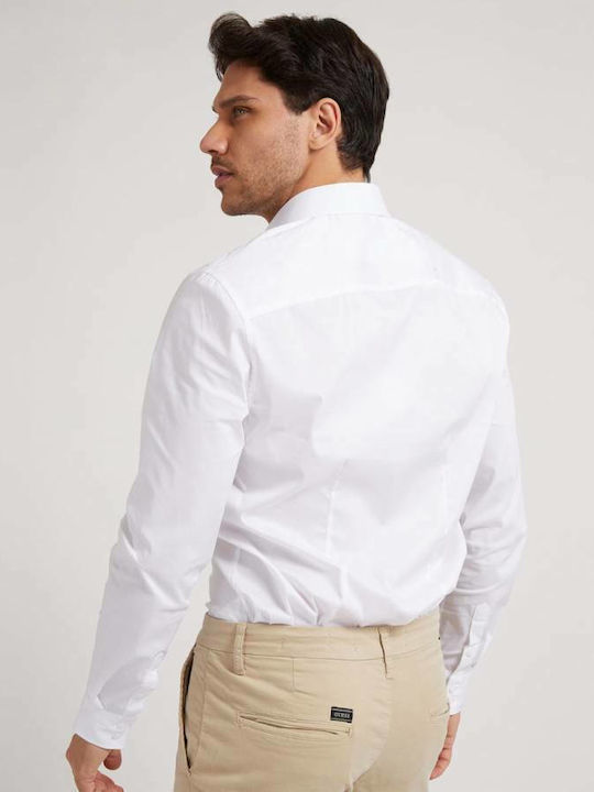 Guess Men's Shirt Long Sleeve Cotton White.