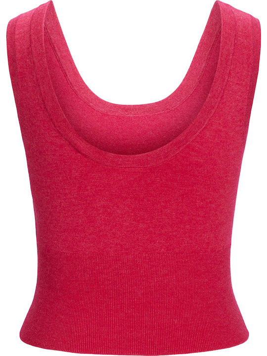 Damen Sommer Crop Top Ärmellos Bright Rose