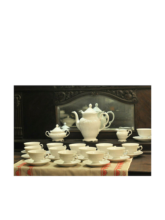 Kristoff Fiorina Teapot Set Porcelain with Cup White 1200ml 27pcs