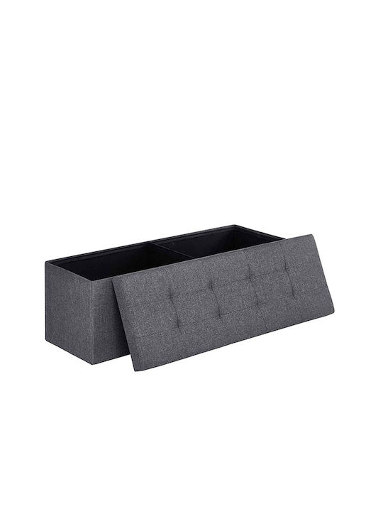 Taburet cu Spațiu de Depozitare Îmbrăcat în Țesătură Gri 110x38x38cm