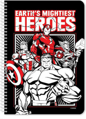 Diakakis Spiral Notebook Ruled B5 60 Sheets 2 Subjects Avengers Avengers 1pcs (Μiscellaneous Designs)