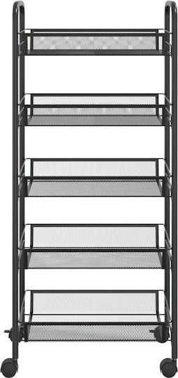 vidaXL Металик Кухненско Тролейче С 5 Места Черно 46x26x105см