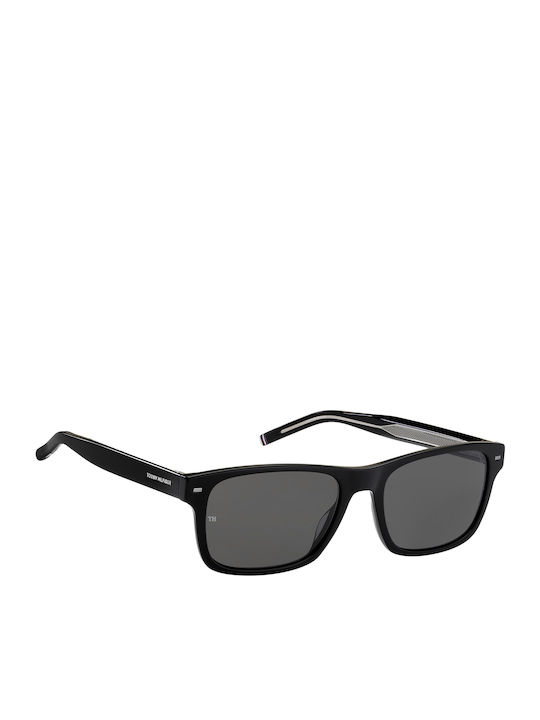 Tommy Hilfiger Men's Sunglasses with Black Horn-Rimmed Frame and Grey Lens TH1794/S 807/IR