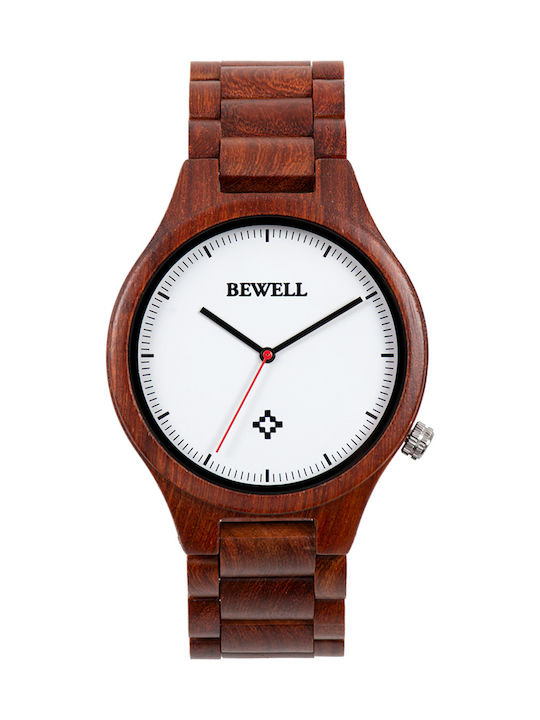 Bewell Erebus Men's Watch 45mm Battery with Brown Wooden Bracelet