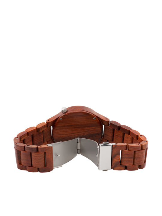 Bewell Erebus Men's Watch 45mm Battery with Brown Wooden Bracelet