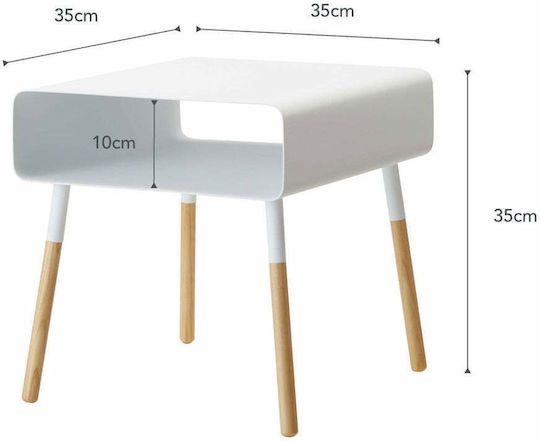 Square Side Table Plain Metal White / Natural M35xL35xH35cm