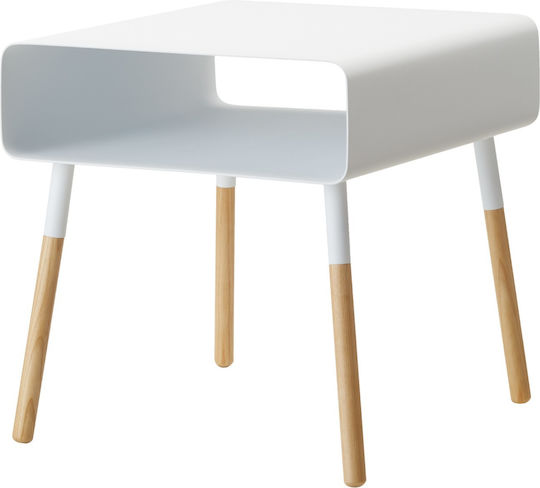 Square Side Table Plain Metal White / Natural M35xL35xH35cm