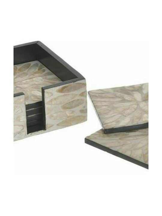 Inart Untersetzer Hölzernes mit Gestell Beige 12x12cm 6Stück